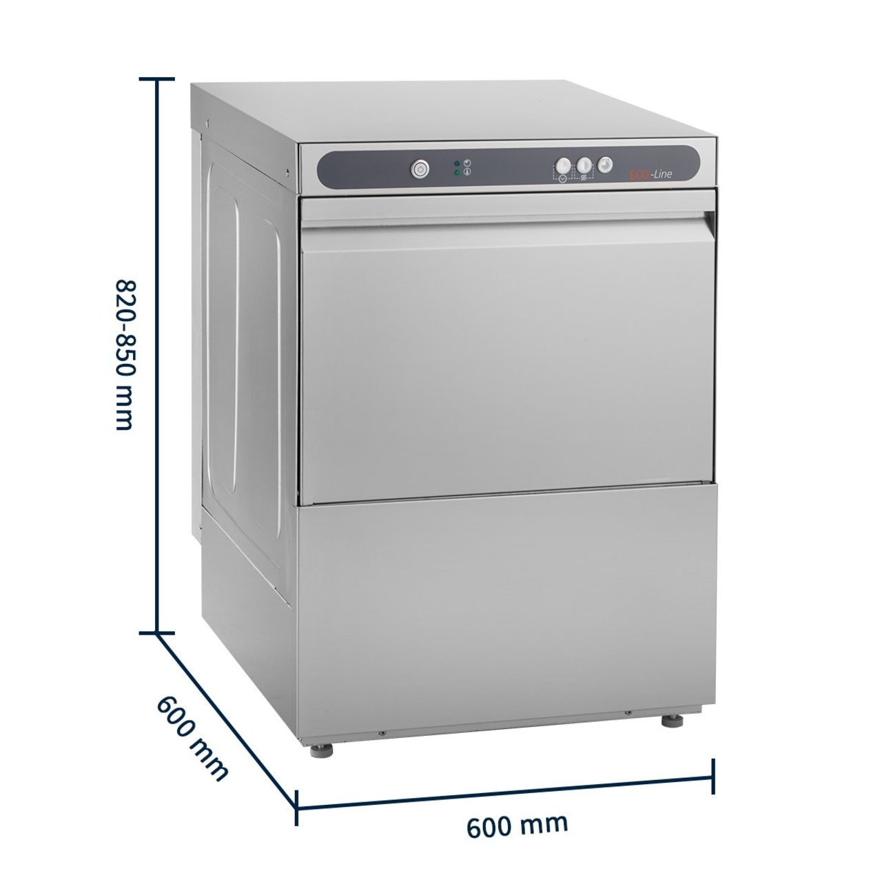 Lave-vaisselle ECO panier 50x50 cm, avec doseur de détergent & de produit de rinçage, avec pompe de vidange & adoucisseur, Fabriqué en Europe, 230 V