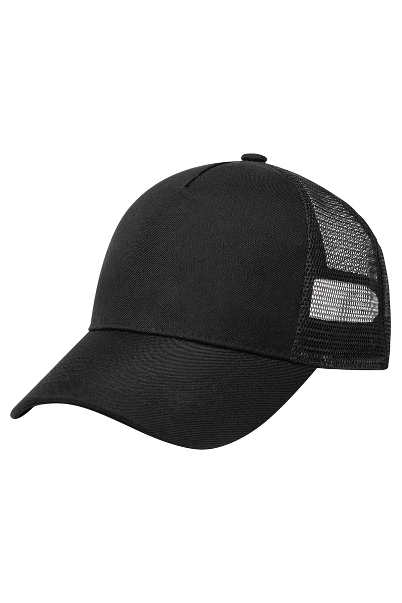 Truckerpet Met Mesh-Afwerking, Gemaakt Van Duurzaam Materiaal, Gerecycled Polyester - Zwart/Zwart