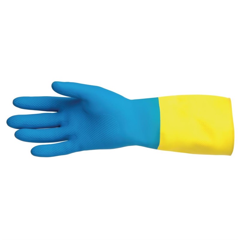 MAPA Alto 45 Flüssigkeitsbeständige Hochleistungs-Hausmeisterhandschuhe Blau und Gelb Medium