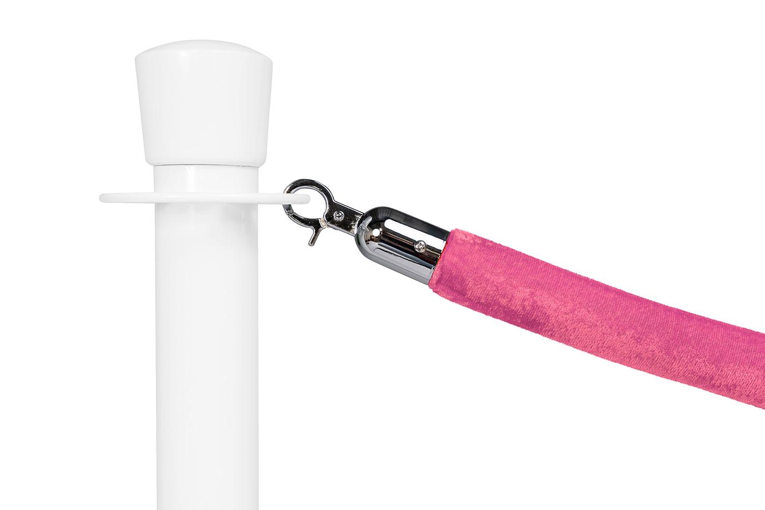 Cordon de barrière standard velours rose | Longueur 150 cm | chrome