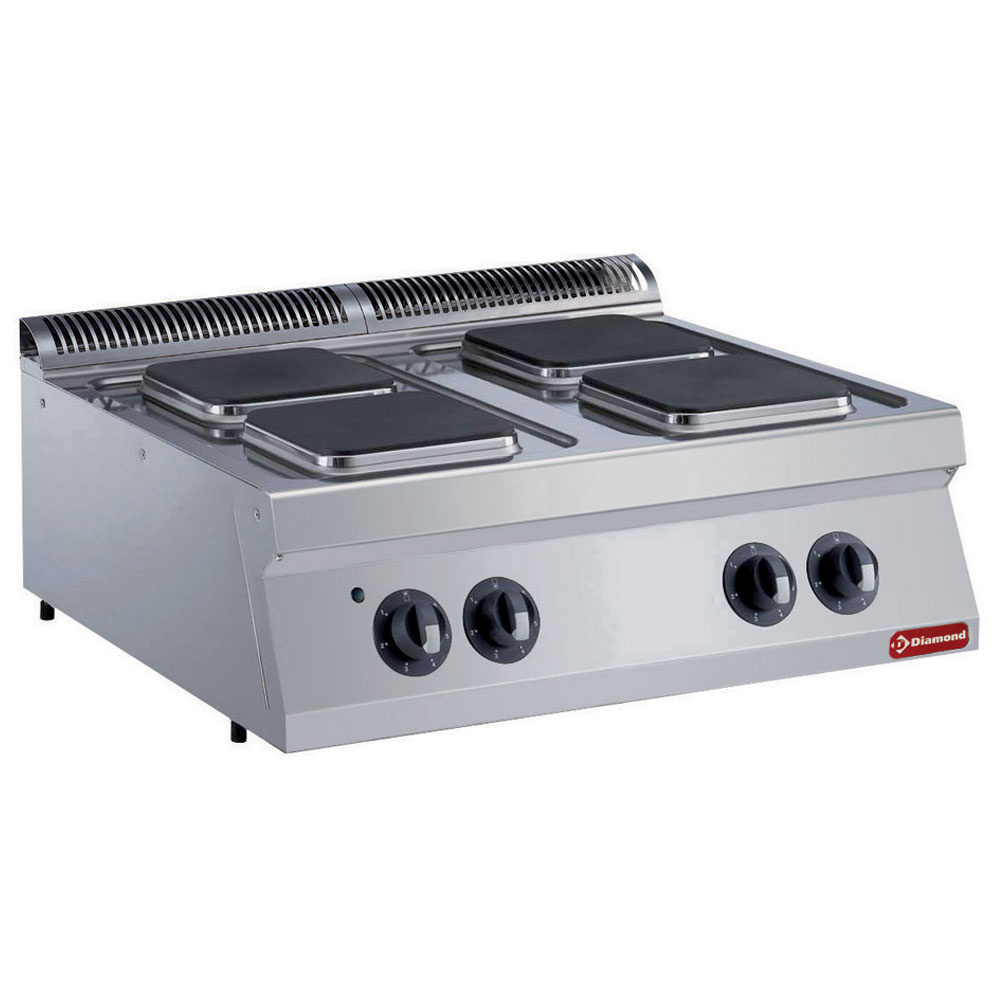 Elektroherd 400V - 4 quadratische Kochplatten - 800x730x(H)320mm