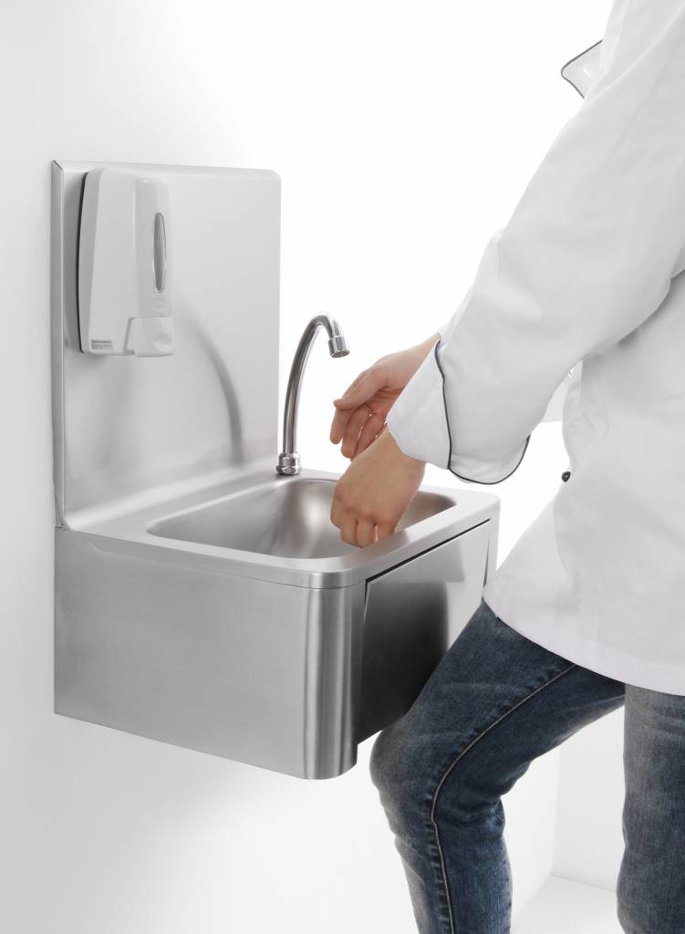 Handwaschbecken Edelstahl | Kniebedienung | 400x335x(h)200/570mm
