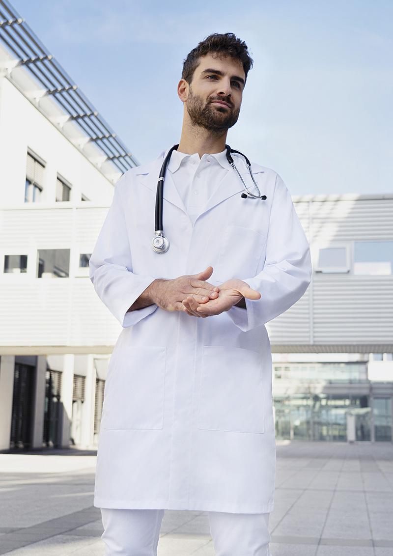 Blouse médicale et de laboratoire pour homme Classic-Shape avec col à revers - Blanc - 44