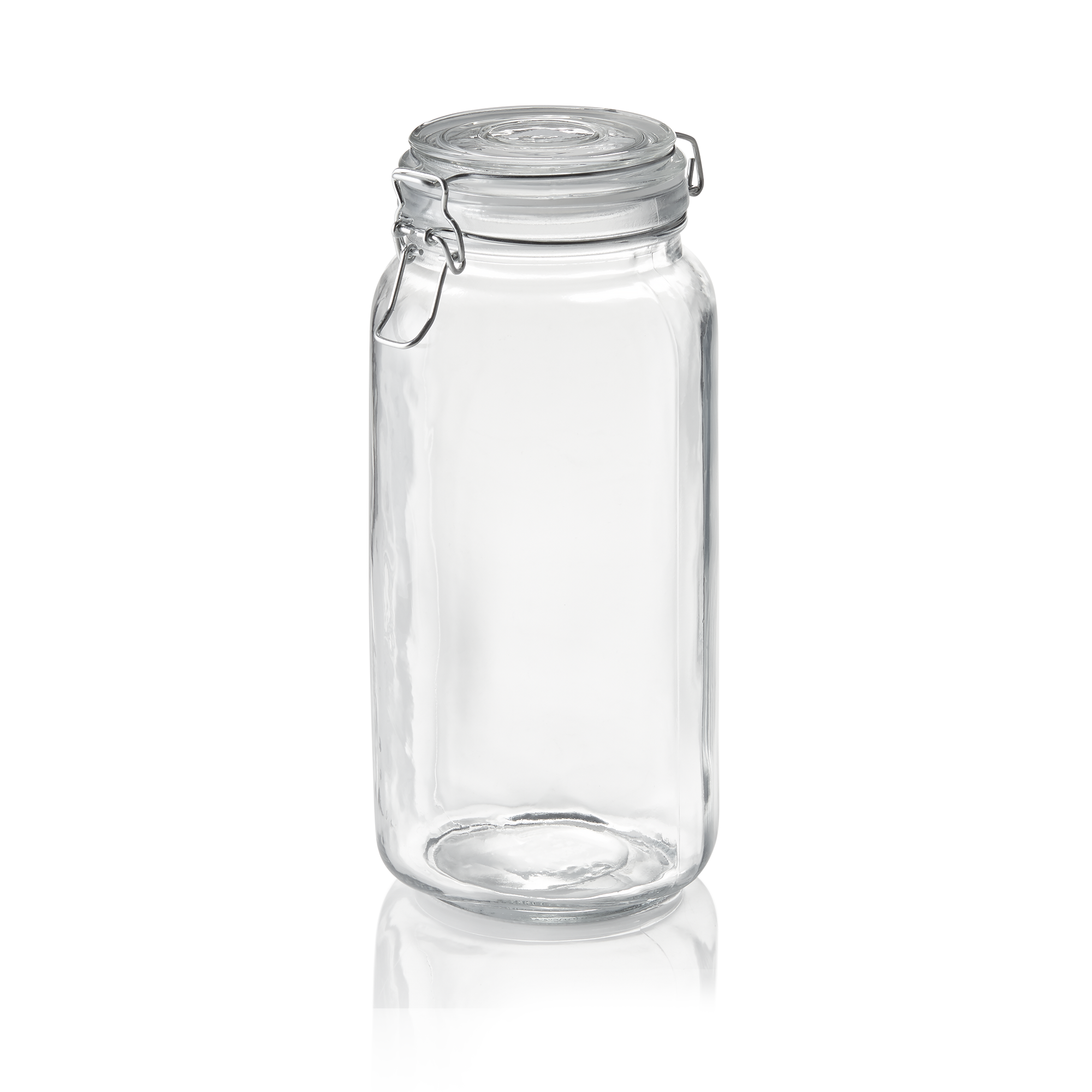 Voorraadpot, 2 liter, Ø 9 cm, Hoogte 26 cm, glas, roestvrij staal, siliconen