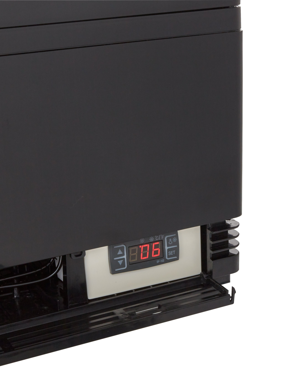Kühlvitrine ECO 58 Liter, LED-Beleuchtung, 2 Roste, schwarz