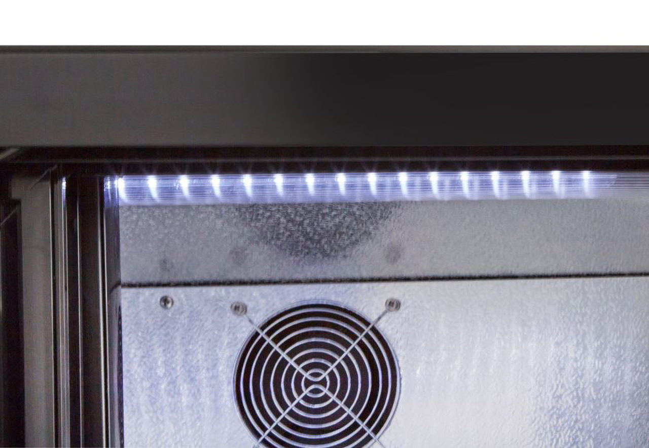 Armoire à boissons ECO 350 noire avec portes coulissantes, éclairage LED, encastrable sous plan de travail