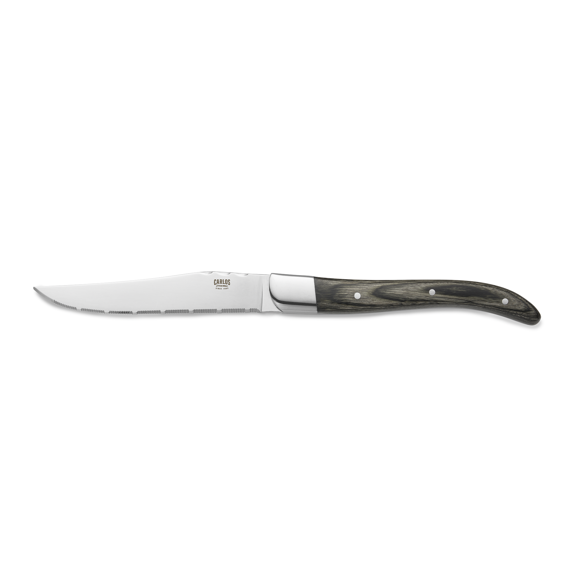 Steakmesser Set CARLOS - mit grauem Pakkaholzgriff - 23 cm - Set á 6 Stück 