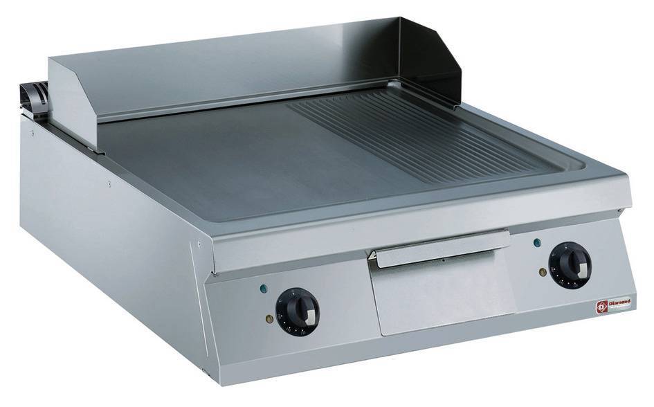 Elektro Grillplatte | 2/3 Glatt + 1/3 Gerillt | 400V-15kW | 800x900x250/320(h)mm