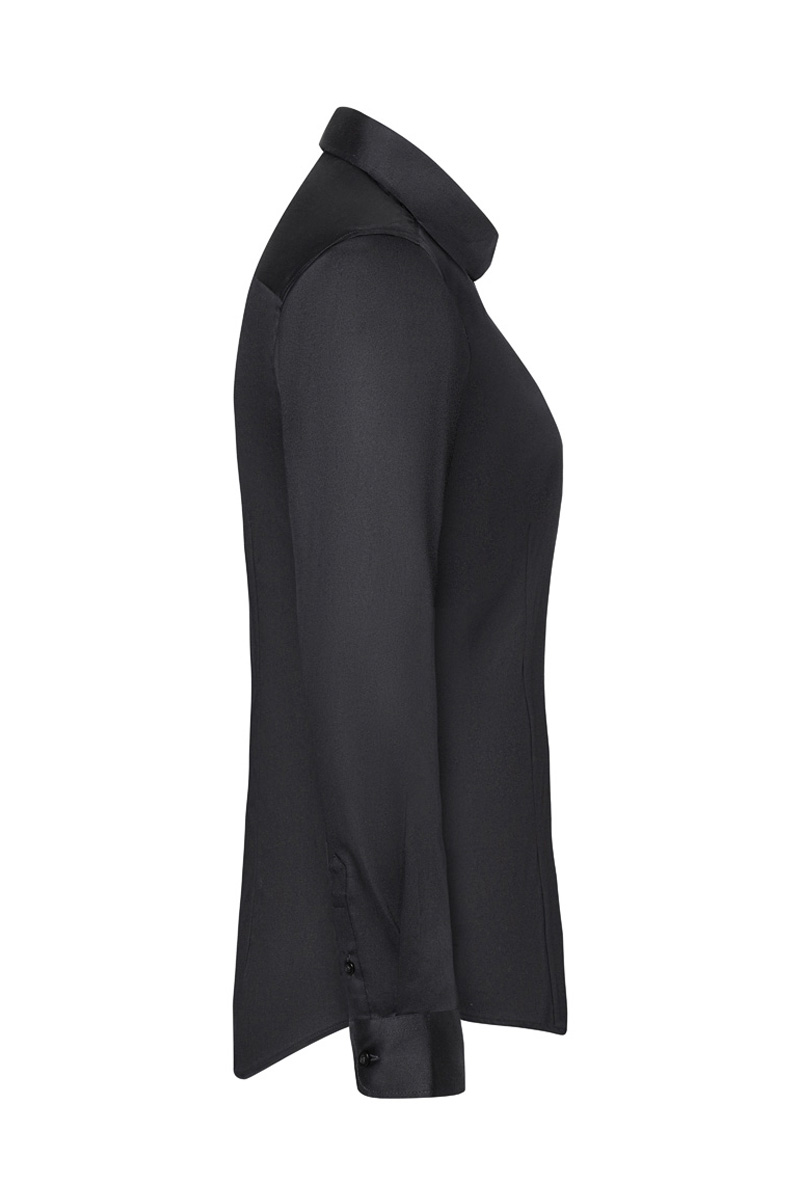 Langarm Damenbluse Active-Stretch in Slim-Fit - Schwarz - 2XL