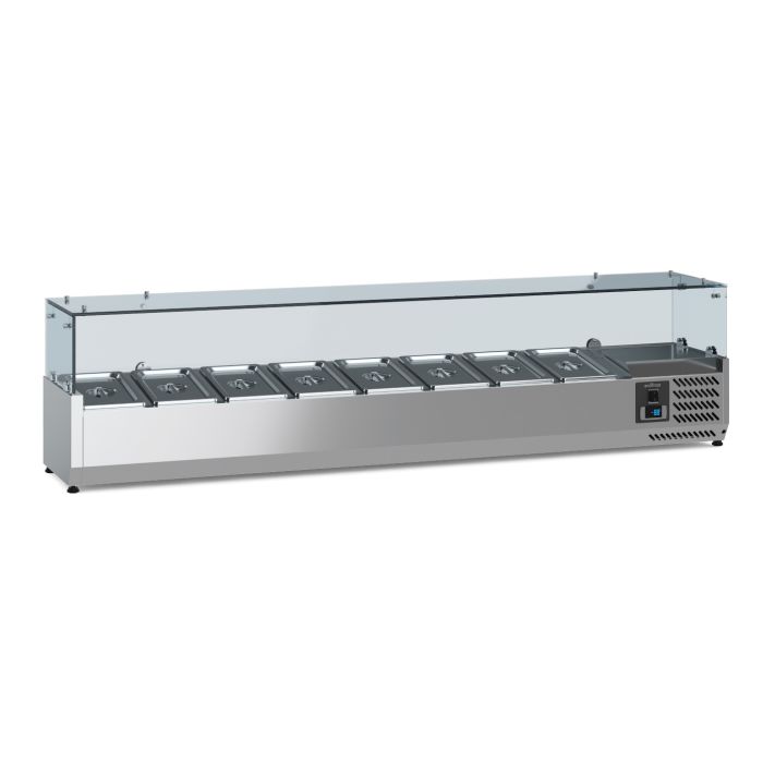 Opzetkoelvitrine - 8x 1/4 GN - 180x33,5x(H)43,5 cm