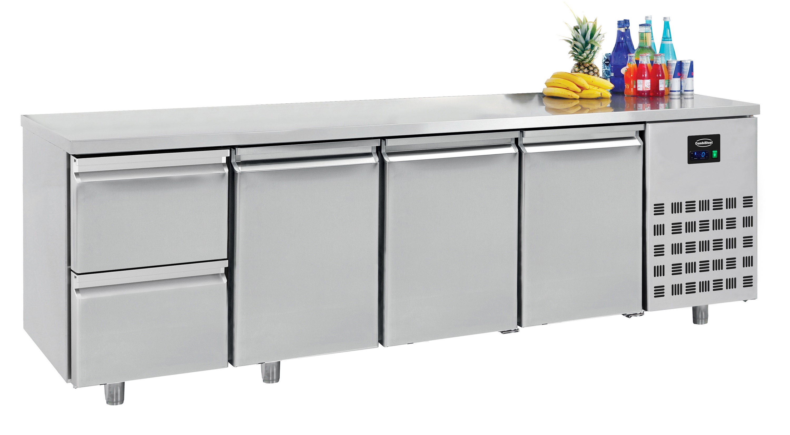 Comptoir réfrigéré 700 3 portes+2 tiroirs 632 litres - 2330x700x(H)850mm