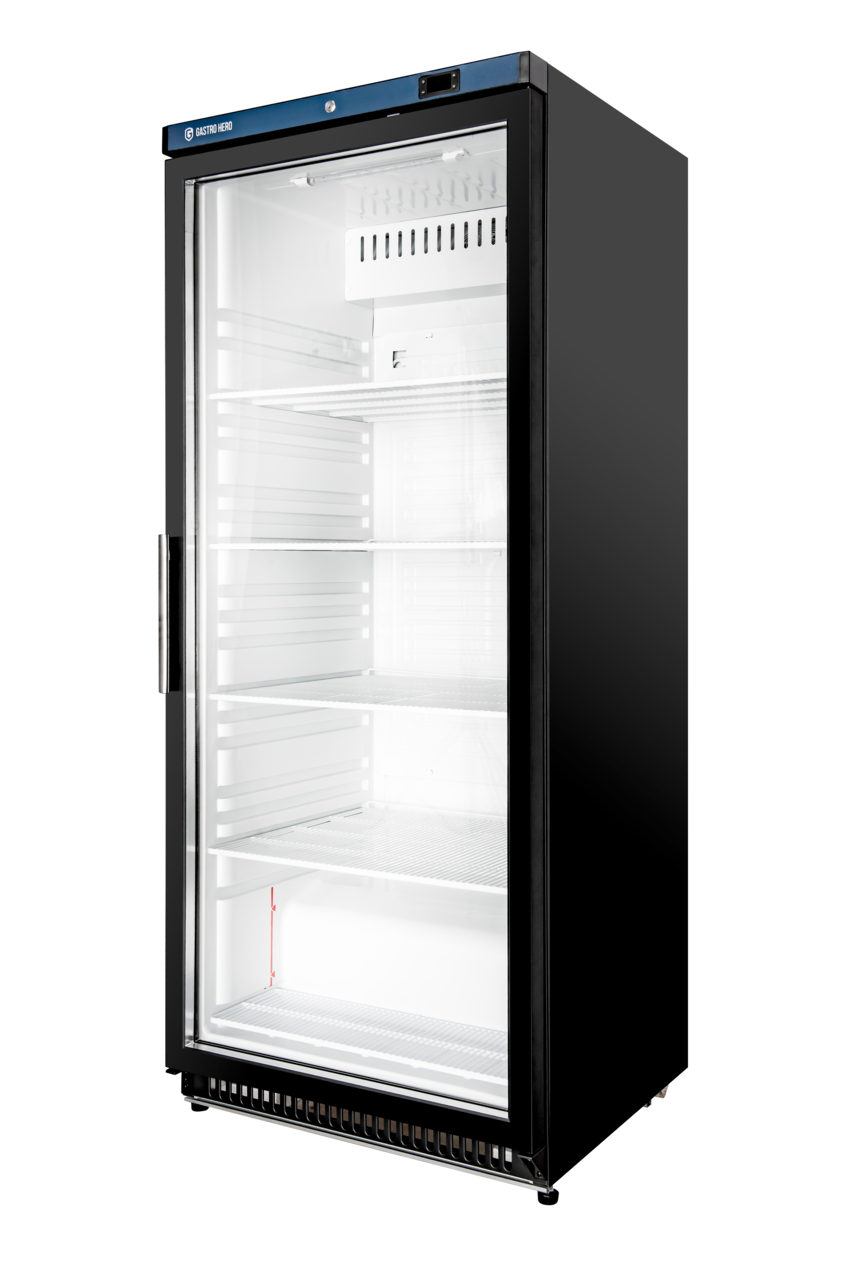 Armoire réfrigérée ECO 600 avec porte vitrée, intérieur en plastique, noir