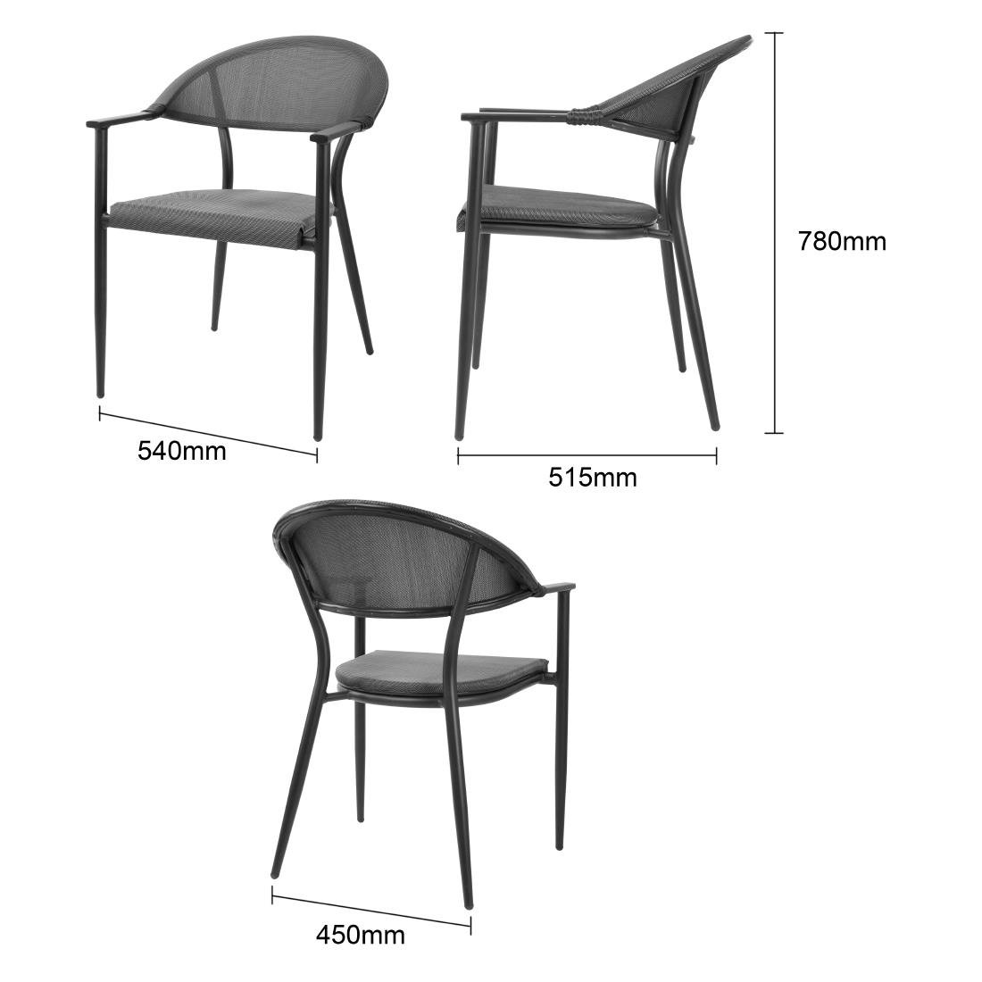 Bolero Santiago Outdoor-Sessel Schwarz (4 Stück)