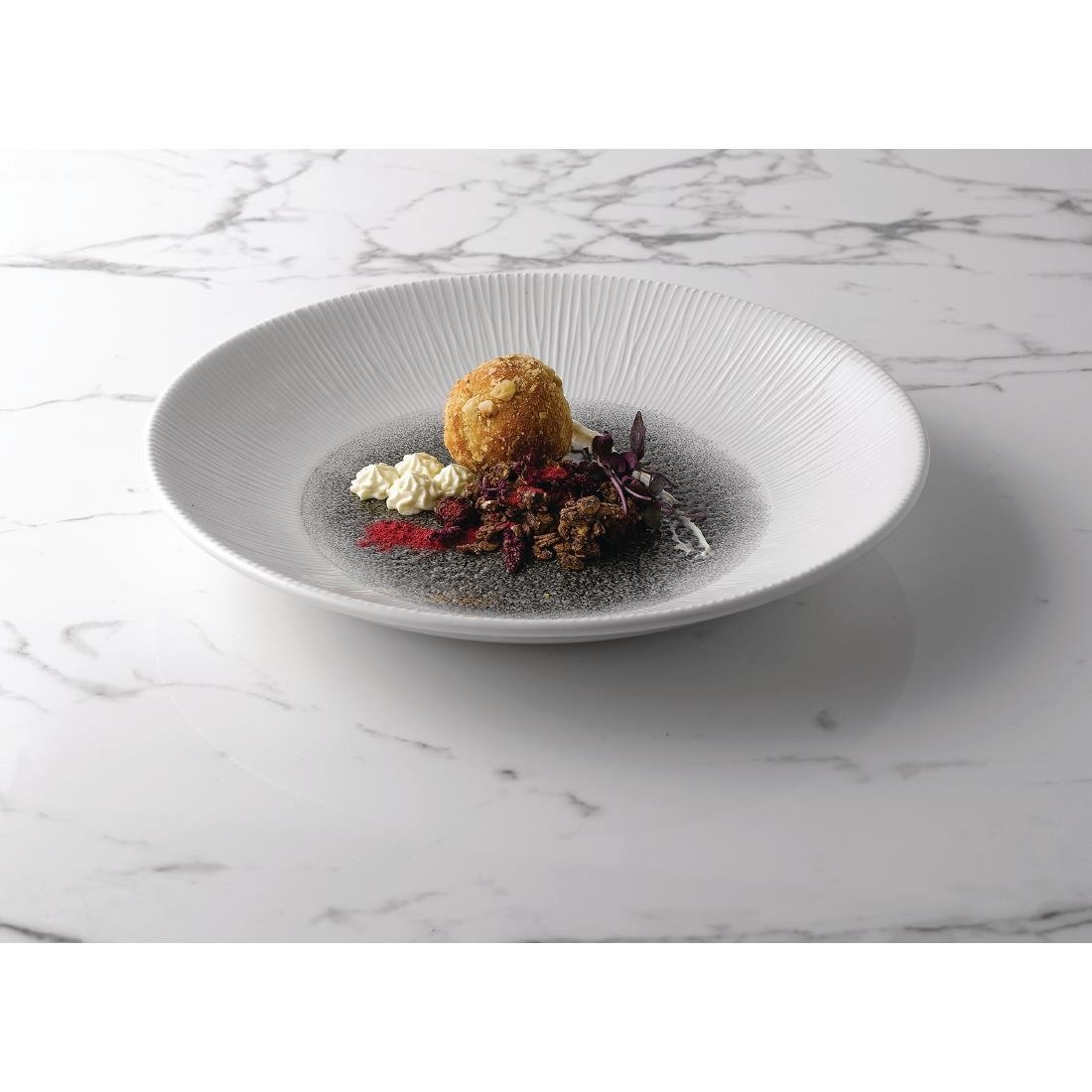 Assiettes creuses Churchill Bamboo centre imprimé quartz noir 281mm (lot de 12)