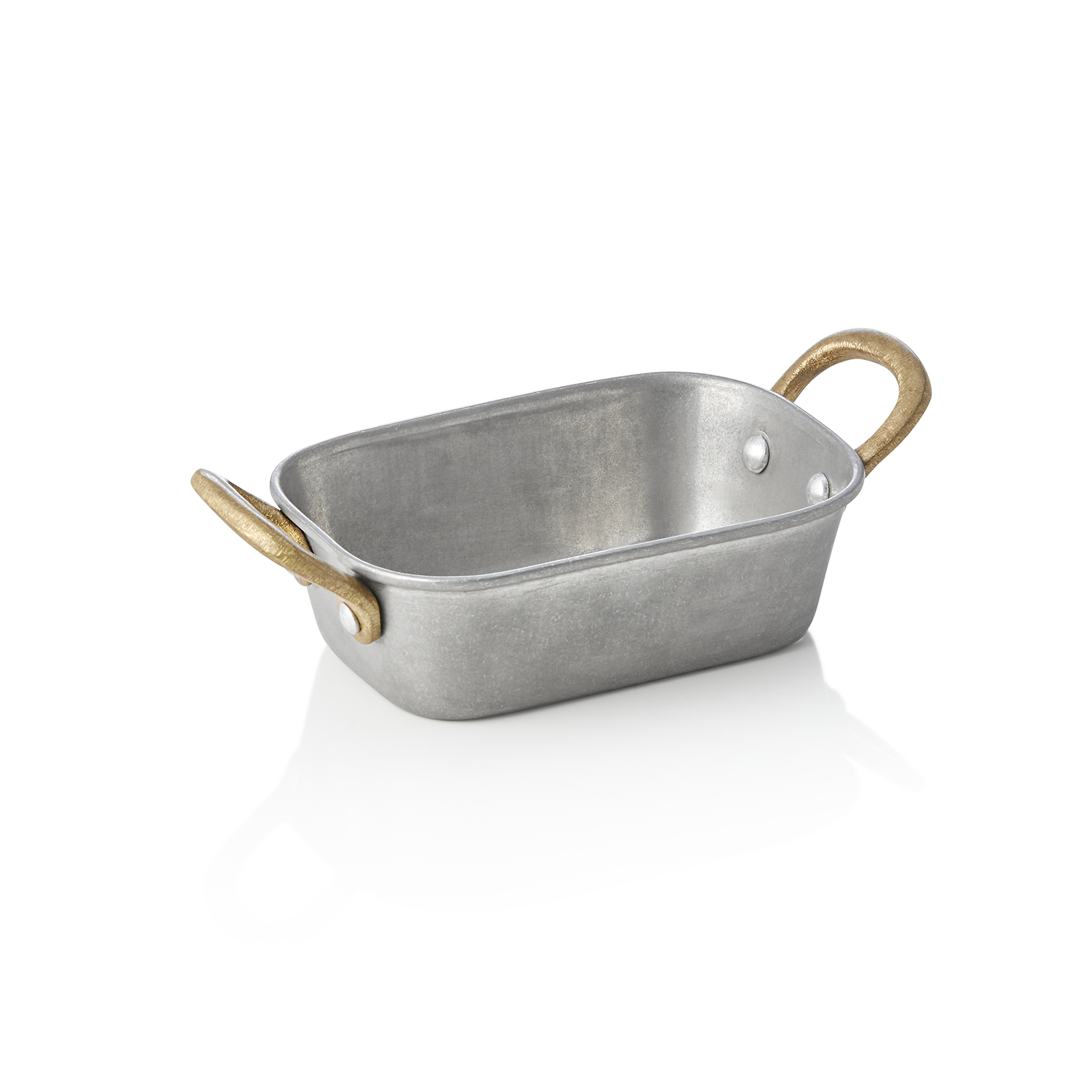 Serveerpan STEEL & STYLE VINTAGE, met 2 messinggrepen, 13 x 8,5 x 3,5 cm, 230 ml, chroom-nikkelstaal