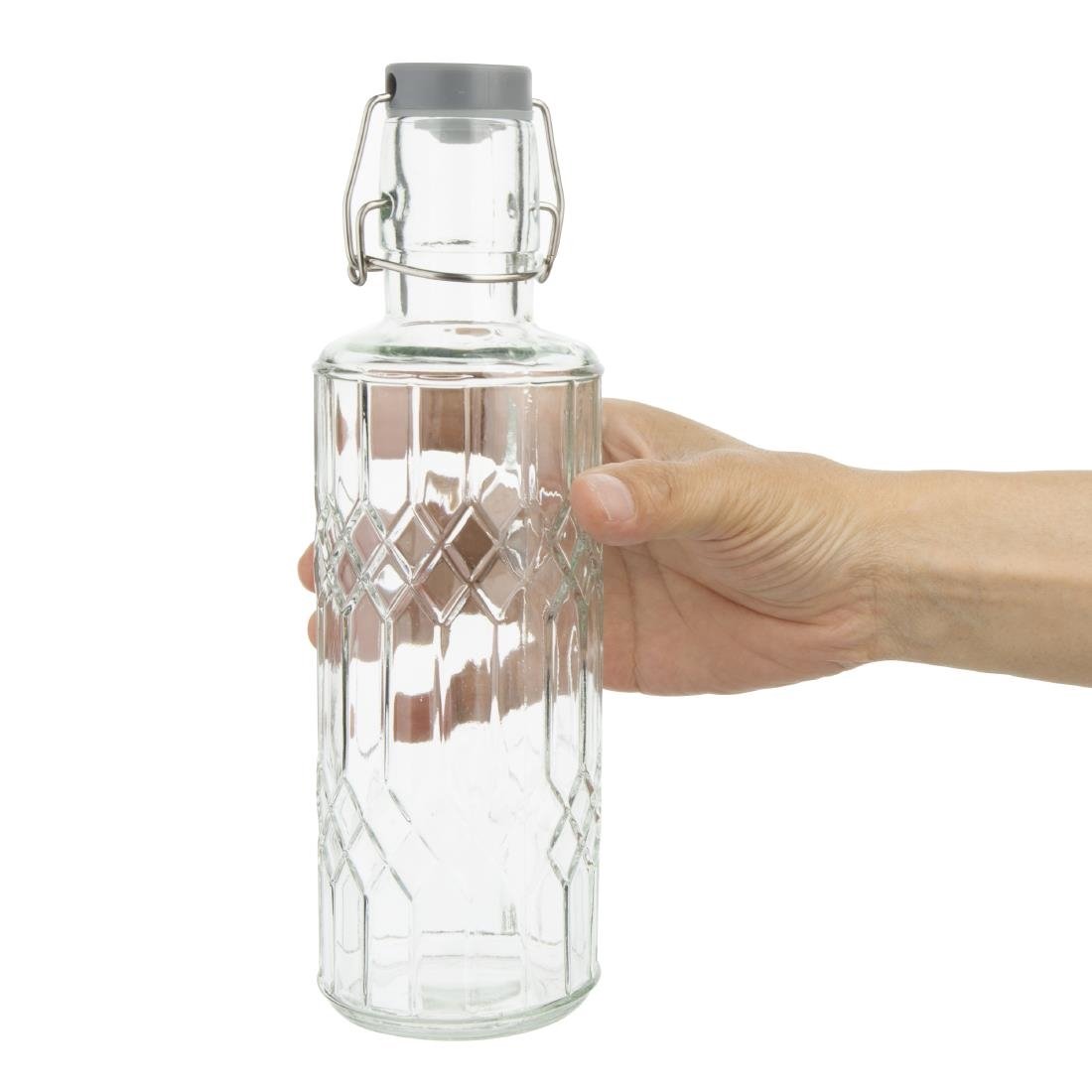 Olympia geo Glaswasserflasche mit Stöpsel 640 ml (6 Stück)