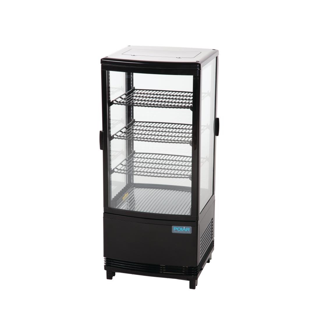 Polar C-Serie Energieeffizienter Kühlschrank mit gebogener Tür Schwarz 86Ltr