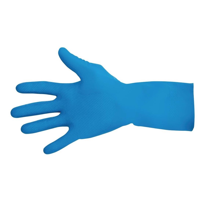 MAPA Vital 165 Flüssigkeitsbeständige Handschuhe für den Umgang mit Lebensmitteln Blau Medium (1er Pack)