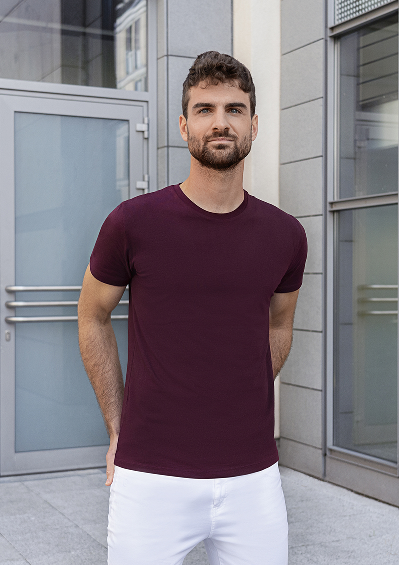 T-shirt de travail pour homme Casual-Flair, en matériau durable - Aubergine - L