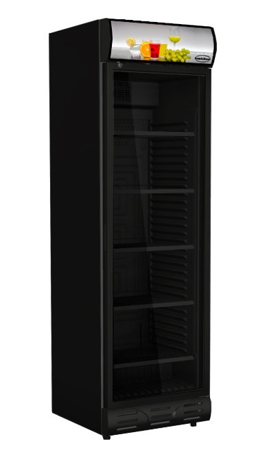 Kühlschrank schwarz | 1 Glasttür | 382 Liter | 595x650x(h)2000mm