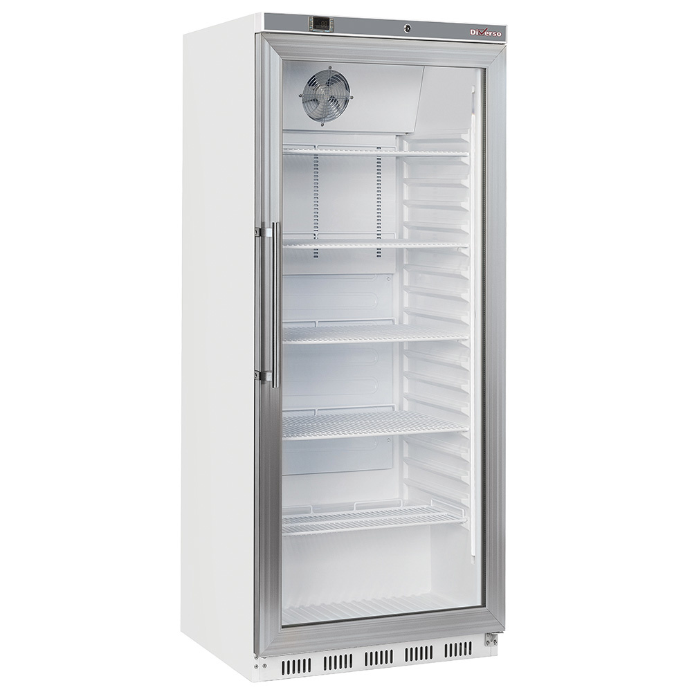 Kühlschrank GN 2/1, Glastür, belüftet, 600 Liter - Weiss