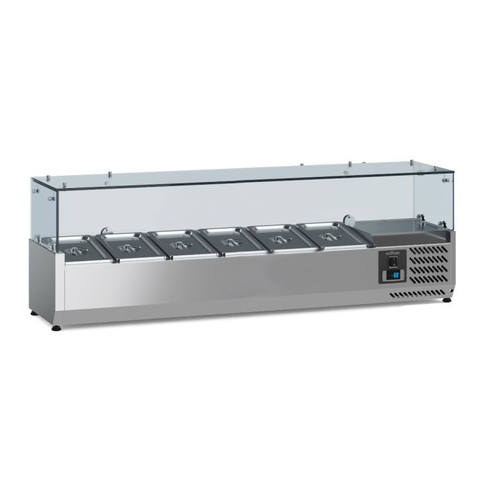 Aufsatzkühlvitrine - 6x 1/4 GN - 1400x335x(H)435mm
