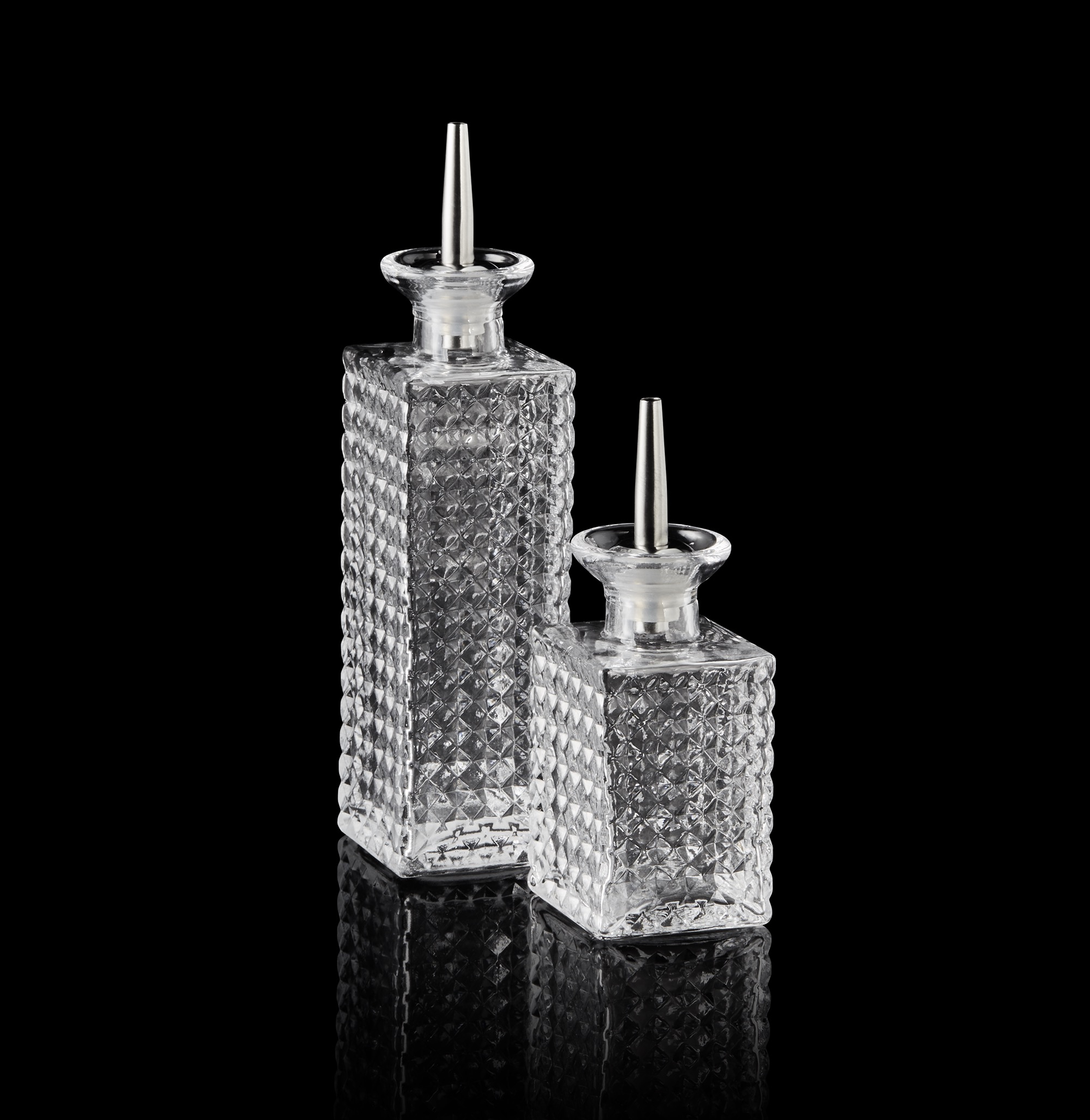 Bitterflasche NOCTURN, 0,15 ltr., Ø 6,5 cm, Höhe 10,5 cm, Glas, Edelstahl