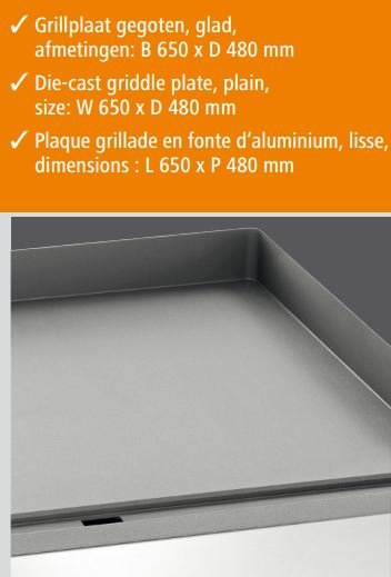 Elektro-Grillplatte | Gußeisen-glatt | 6kW | 660x480x(h)290mm 