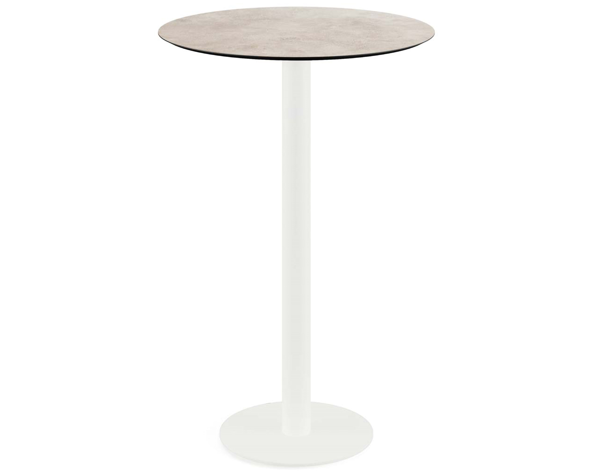 Urban Stehtisch weißer Sockel + Moonstone HPL Tischplatte Ø70cm