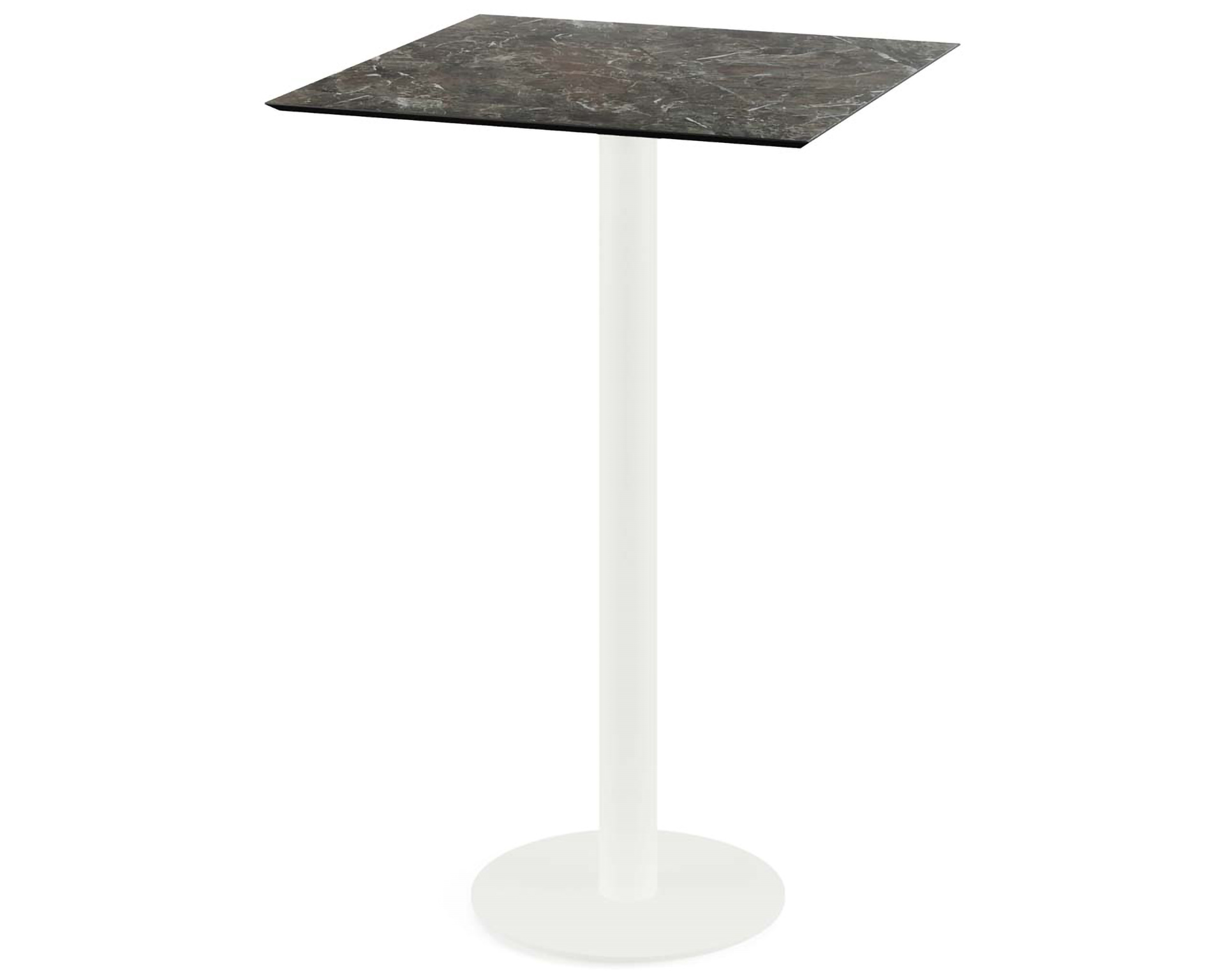 Table de bar Urban piètement blanc + plateau Galaxy Marble HPL 70x70cm
