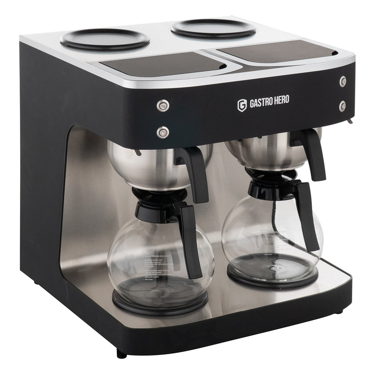 Machine à café filtre ECO 2x 2 litres noire avec 2 verseuses en verre incluses, 200 tasses/heure, machine à café professionnelle grande capacité