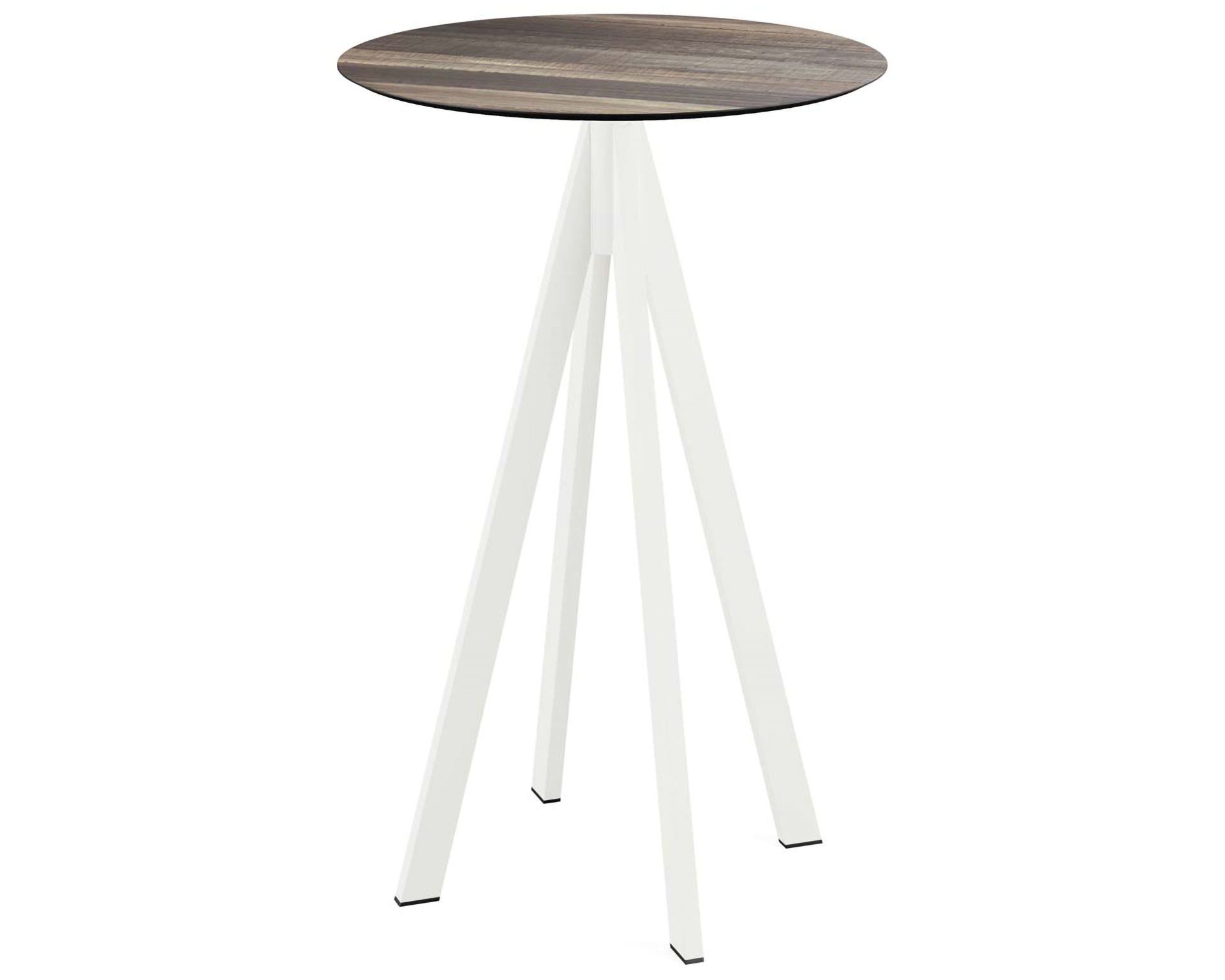 Table de bar Infinity piètement blanc + plateau HPL Bois Tropical Ø70cm