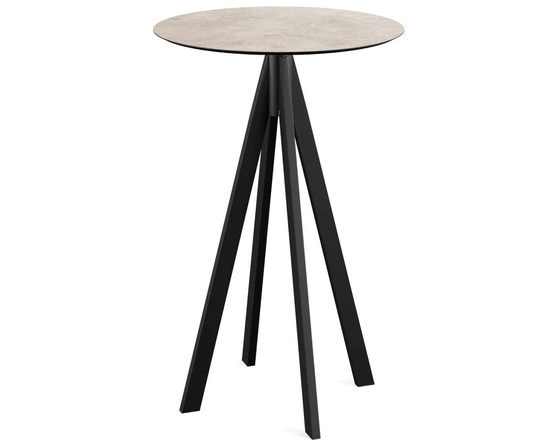 Table de bar Infinity piètement noir + plateau HPL Moonstone Ø70cm