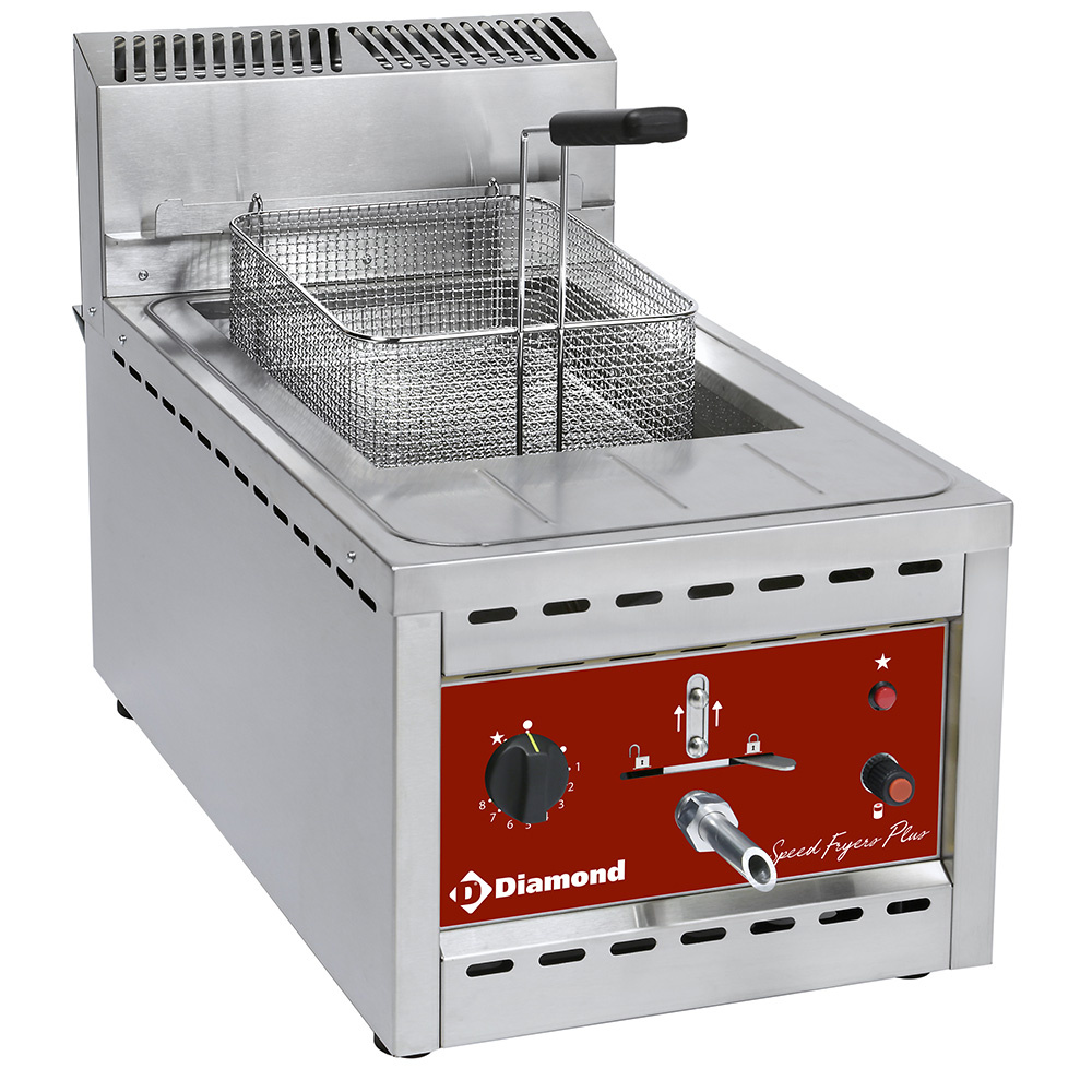 Gas-Friteuse mit Ablaufhahn - Edelstahl - 12 Liter - Bis 190°C - 400x600x525(h)mm