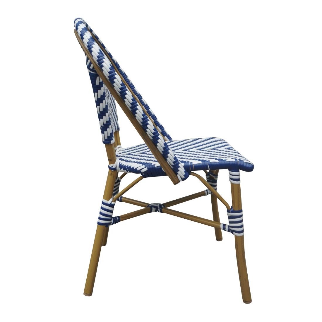 Bolero Parijse stijl rotan bijzetstoel blauw (2 stuks)