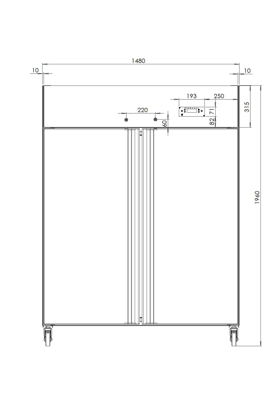 Armoire réfrigérée professionnelle ECO 1400 GN 2/1 monobloc, volume de réfrigération 1350 litres, 6 clayettes réglables, construction robuste, inox