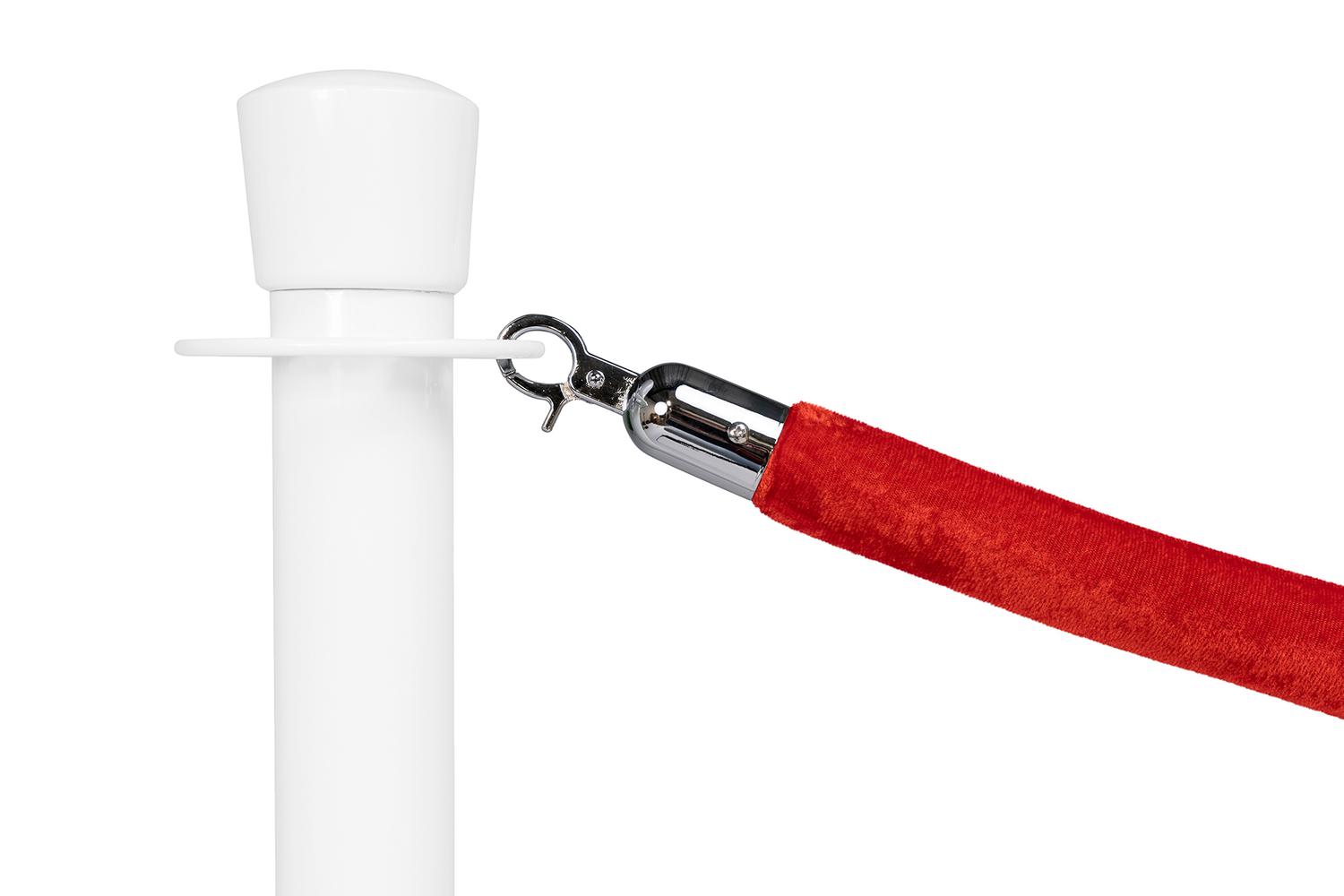 Cordon de barrière standard velours rouge | Longueur 150 cm | chrome