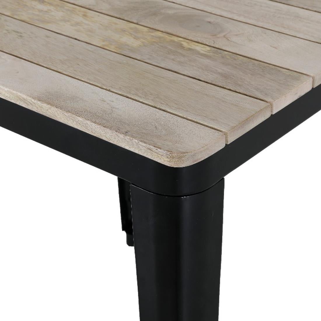 Bolero Bistro Esstisch Geschlitzte Mangoholzplatte Schwarzes Gestell 650mm