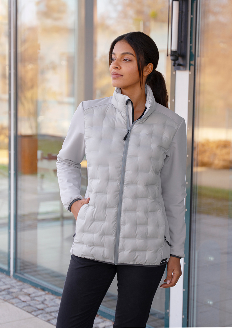 Damen Hybrid-Jacke  Outdoor-Pro, aus nachhaltigem Material - Hellgrau - L