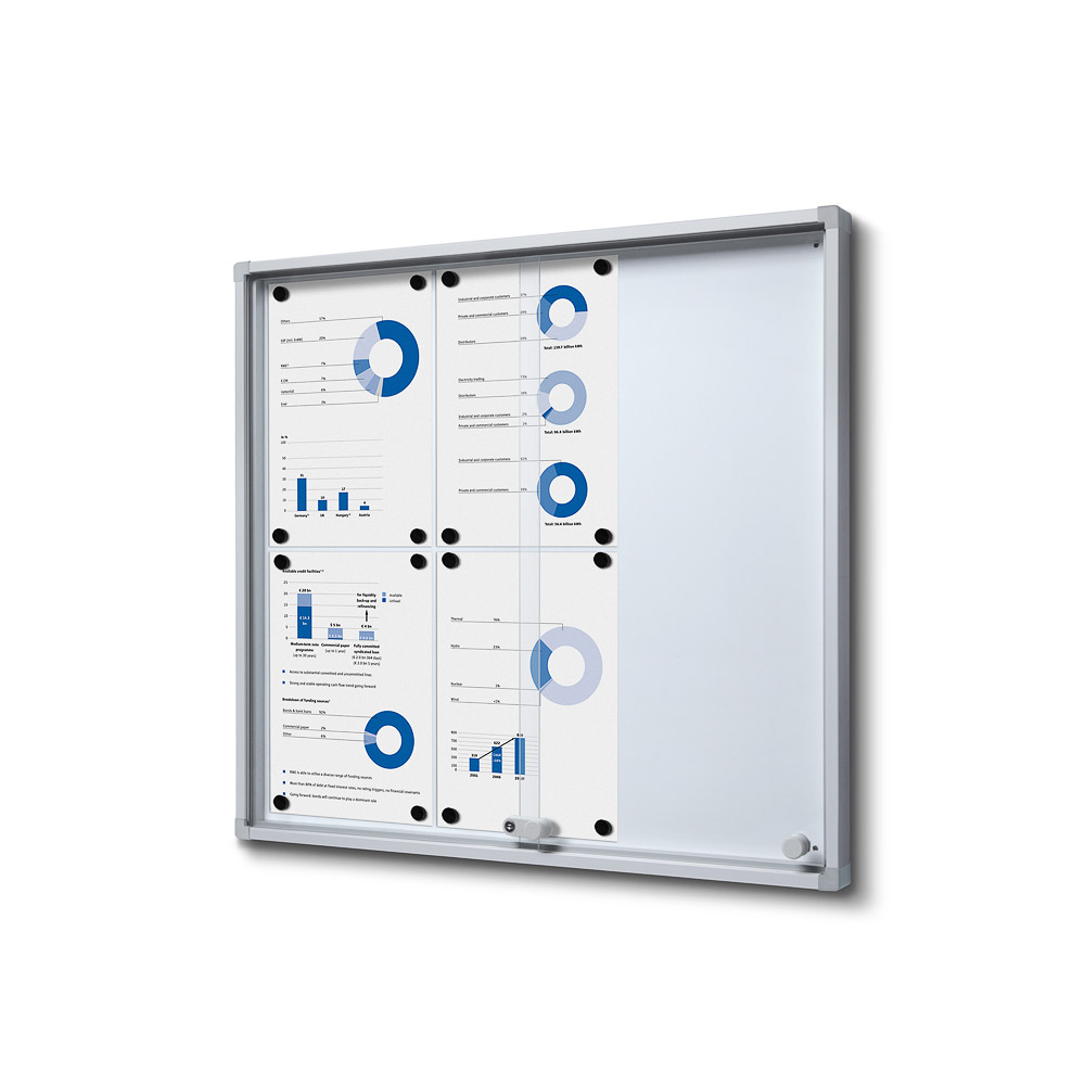 Indoor Vergrendelbaar Notitiebord Met Schuifdeuren Slim met Veiligheidshoeken 6 x A4