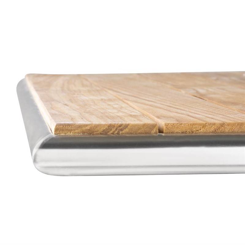 Quadratischer Bistrotisch | Gestell Aluminium mit Holzplatte | 72(h)x60x60cm
