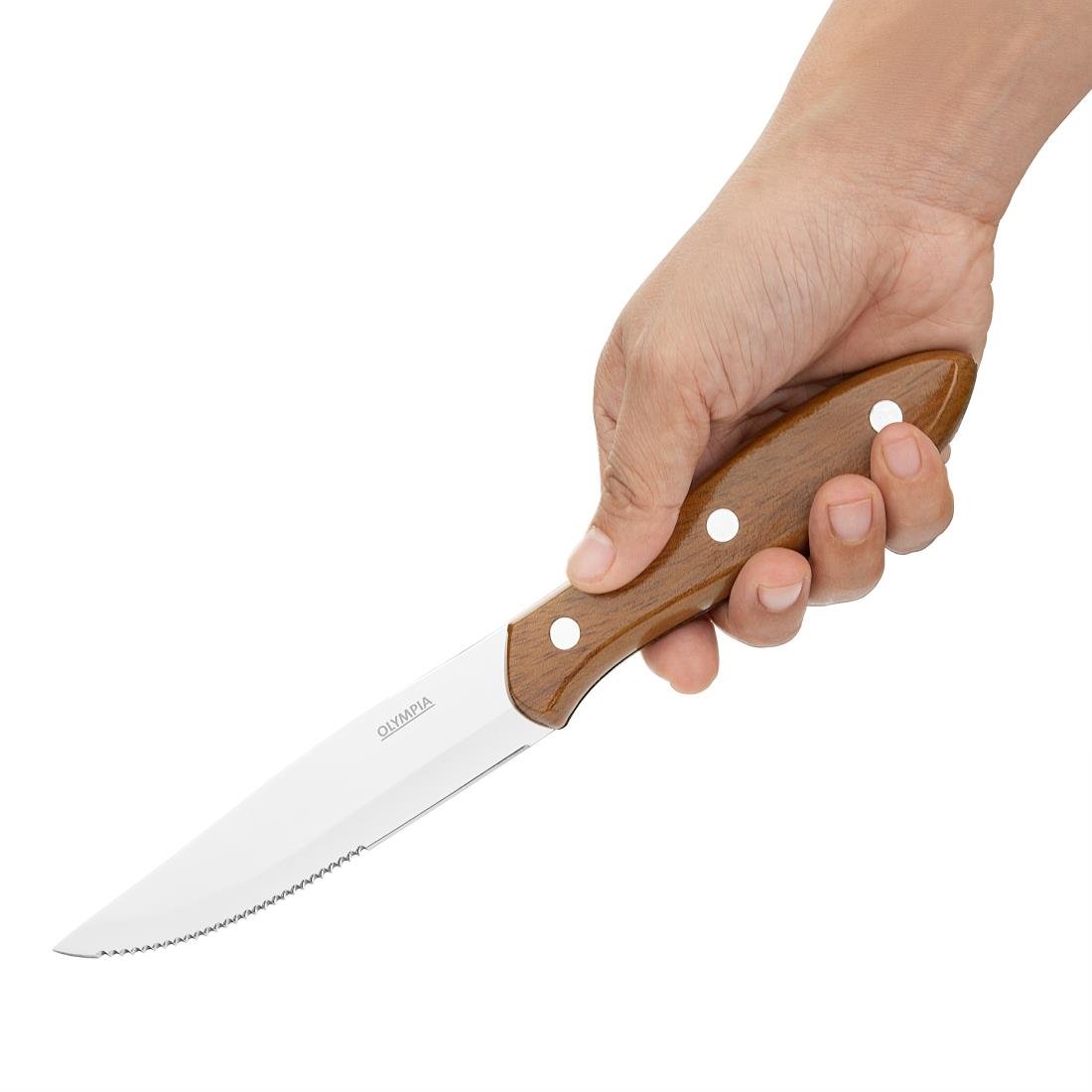 Olympia Jumbo Steakmessen met PP Houteffect Handvatten (12 stuks)