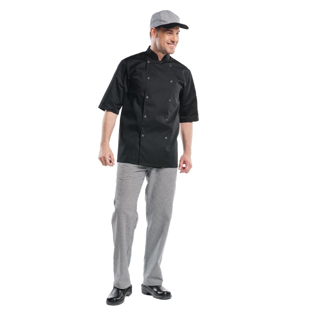Veste de cuisine mixte Chaud Devant Hilton Poco manches courtes noire XS
