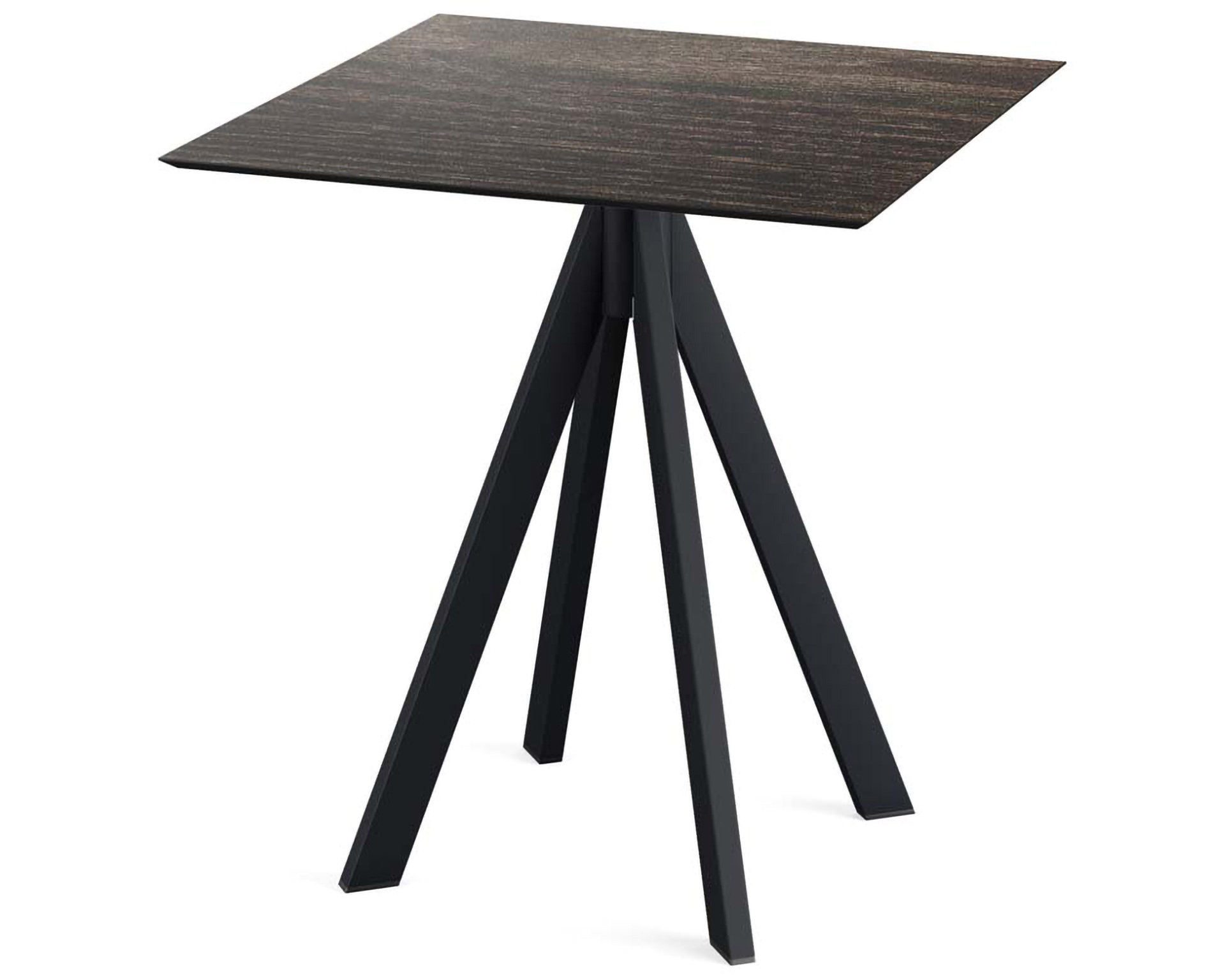 Infinity terrastafel zwart frame + Riverwashed Wood HPL tafelblad tafelblad 70x70cm