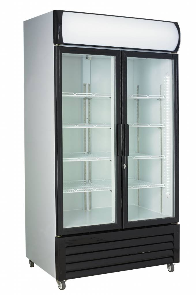 Display Kühlschrank weiß | 2 Glastüren | 670 Liter | 1120x610x(h)1973mm | FCU-750
