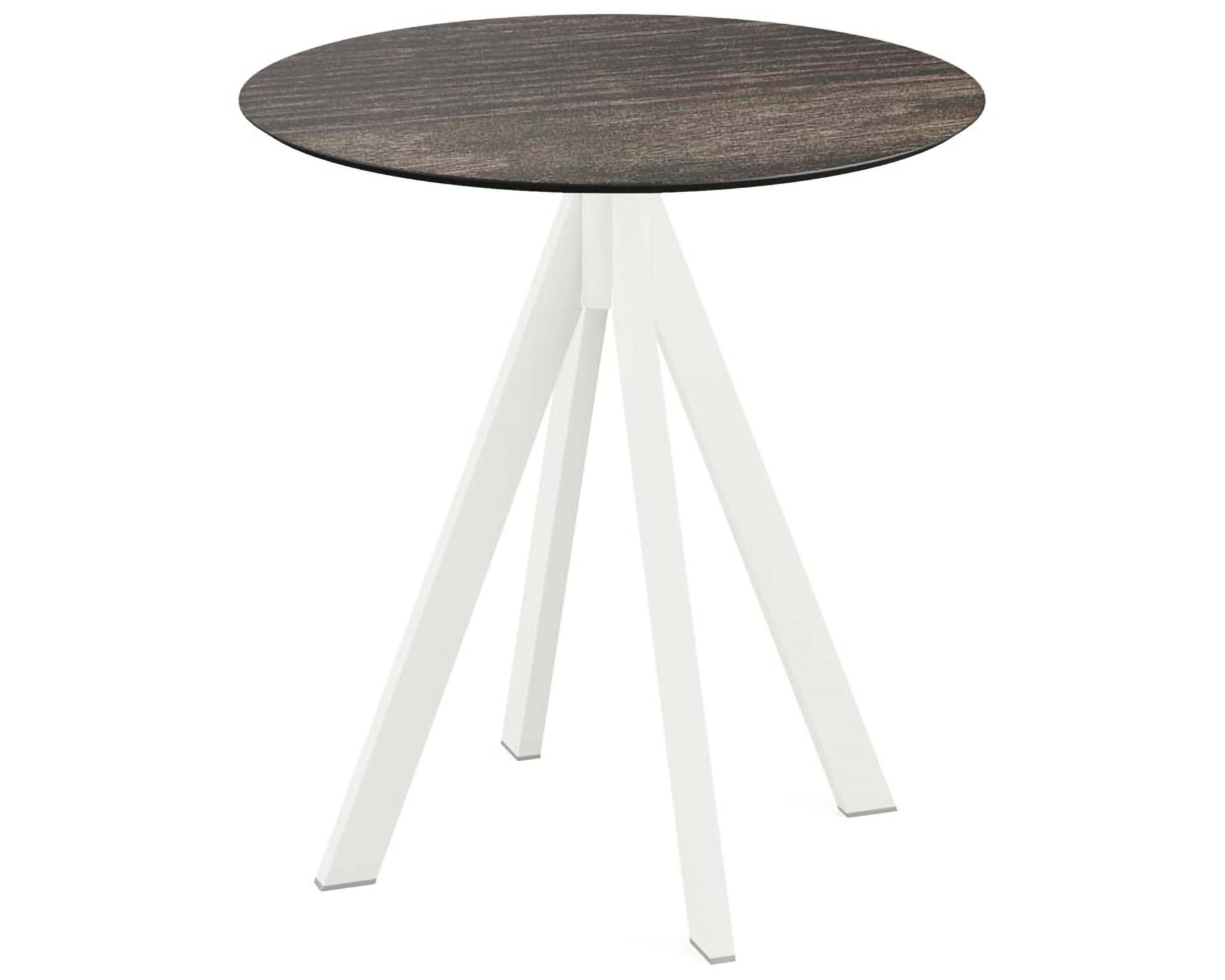 Infinity terrastafel wit frame + Riverwashed Wood HPL tafelblad tafelblad Ø70cm