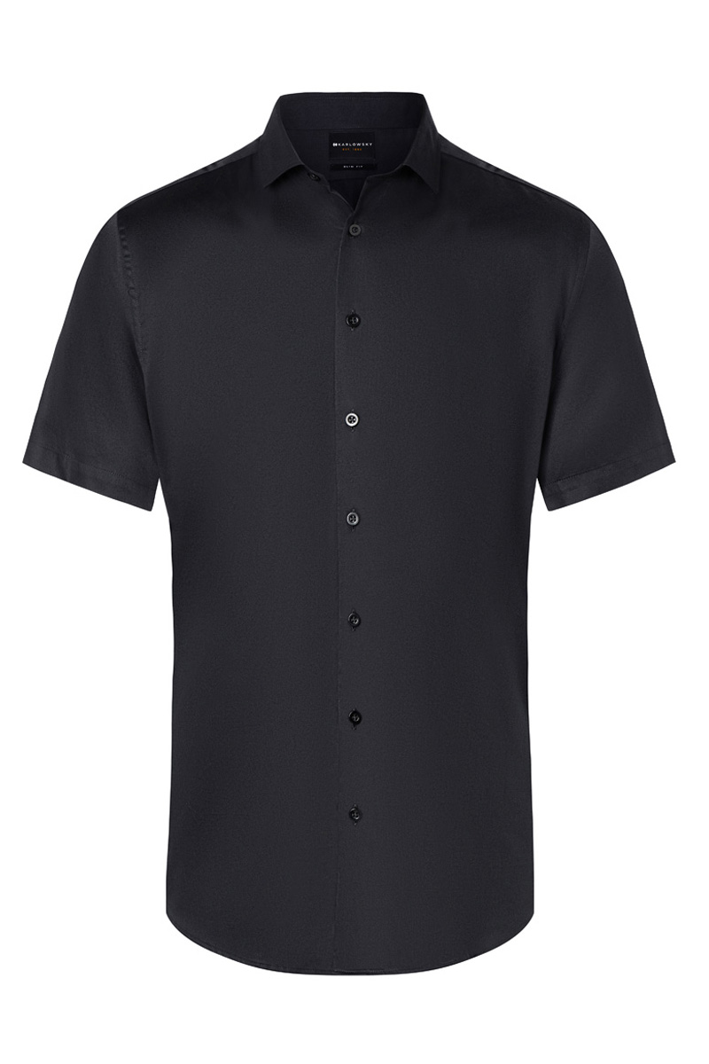 Kurzarm Herrenhemd Active-Stretch in Modern-Fit - Schwarz - 2XL