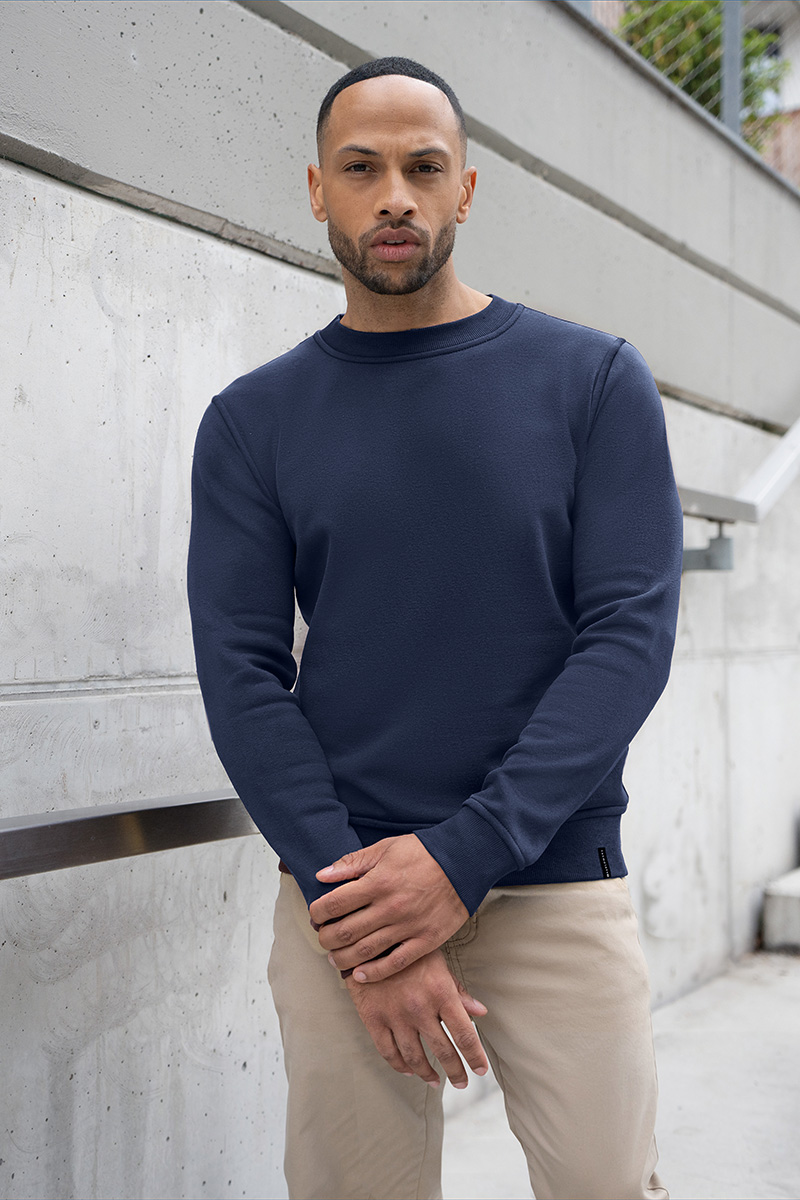 Herren Workwear Sweatshirt Soft-Face, aus nachhaltigem Material - Marine - L