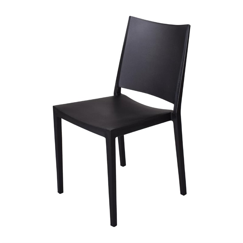 Chaises d'extérieur en polypropylène empilables Florence noires (lot de 4)