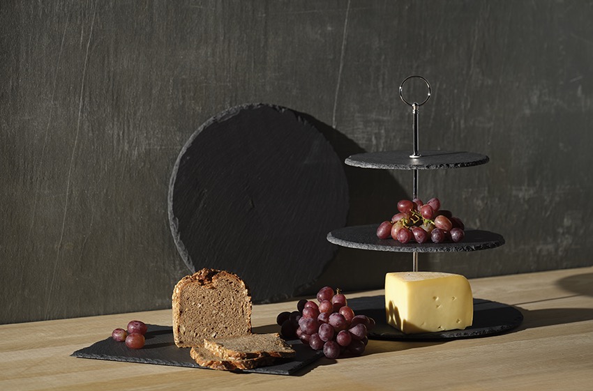 Plaque d’ardoise naturelle SLATE LINE, Ø 30 cm, ardoise naturelle